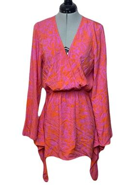 NWT L*Space Long Sleeve Swim Cover-Up Dress L